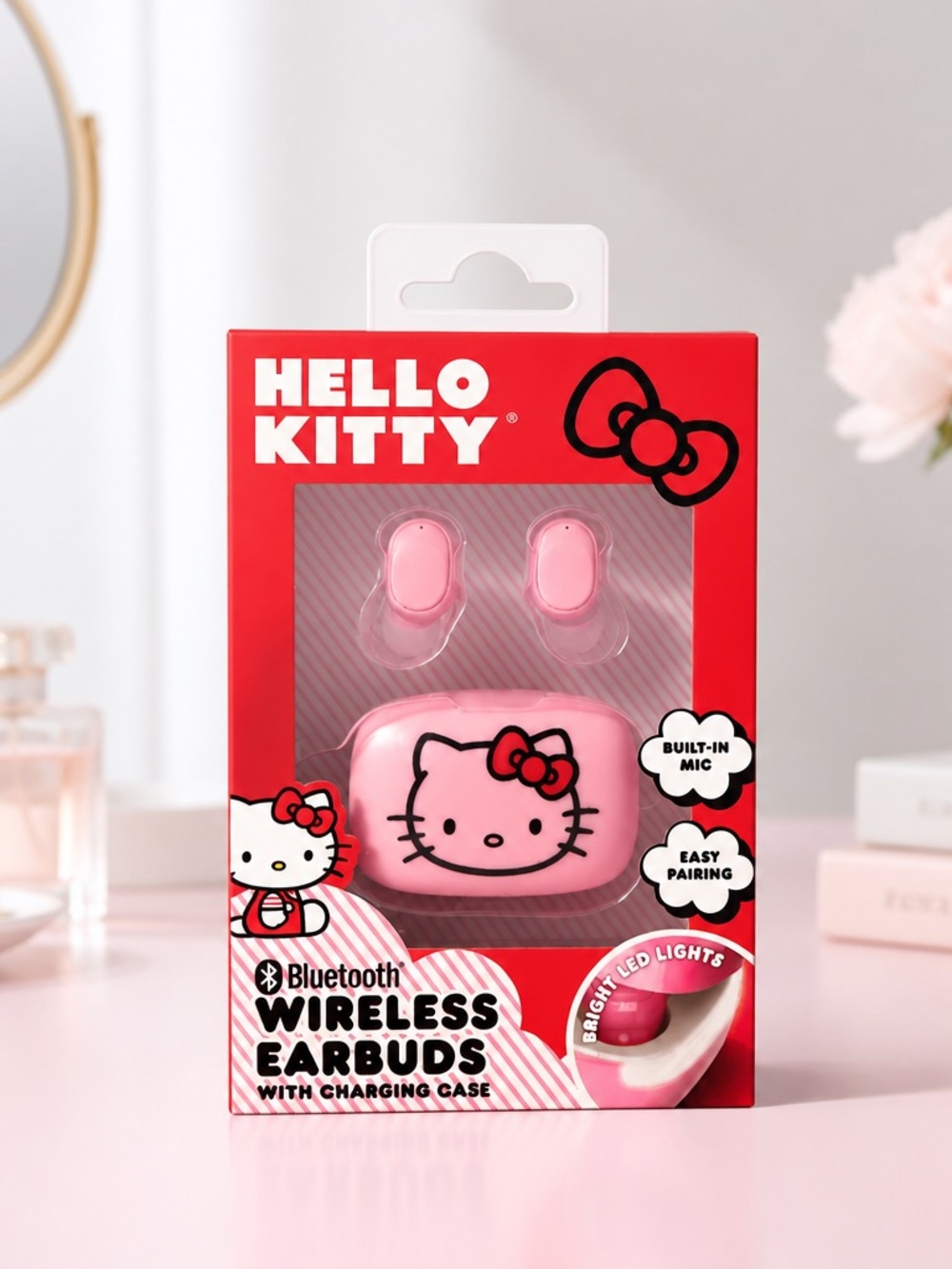Hello Kitty Pink Bluetooth Wireless Earbuds with Charging Case